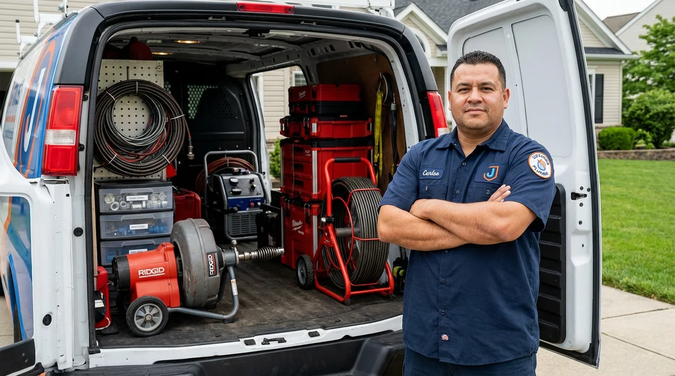 Professional drain cleaning equipment and Johns Plumbing LLC plumber in Snyder