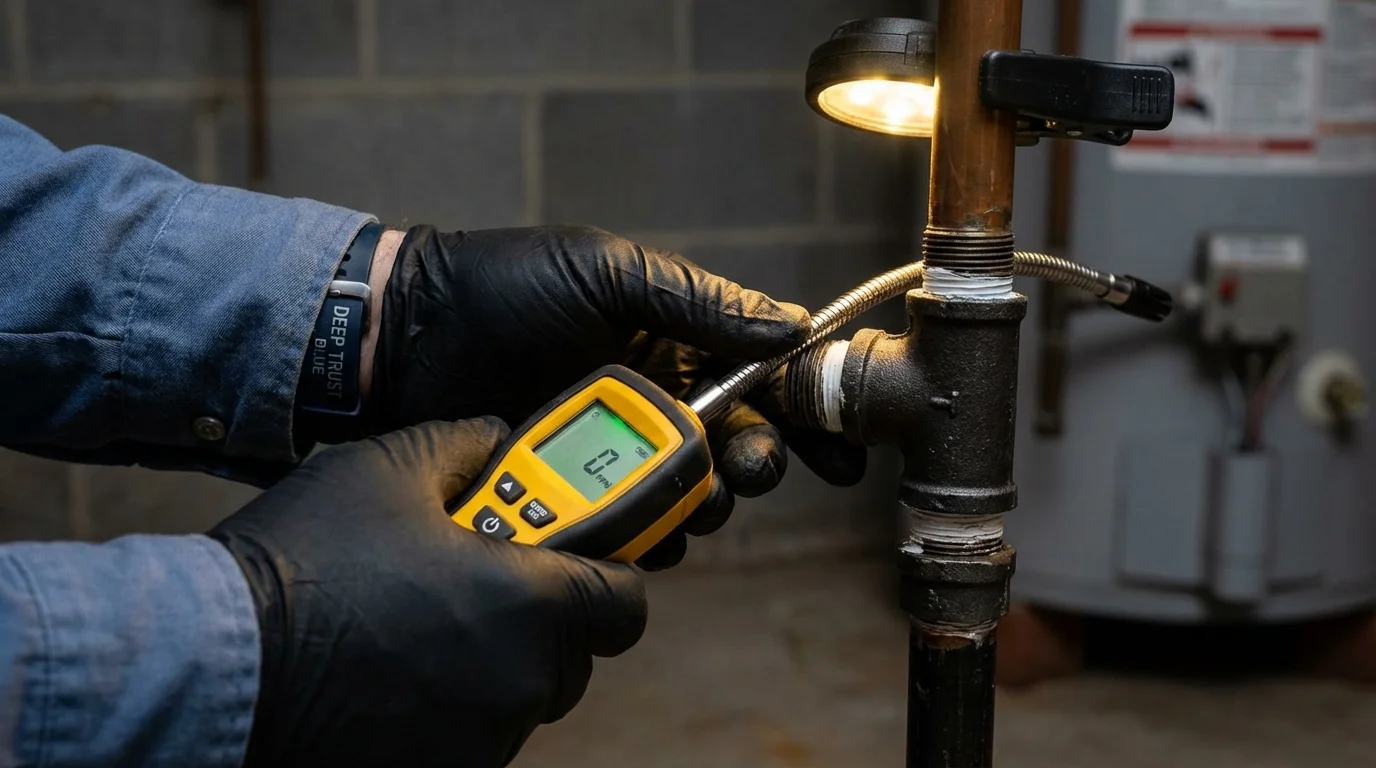 Gas leak detection with electronic sniffer by Johns Plumbing LLC in Snyder