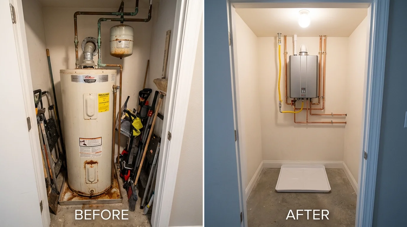 Tank water heater versus wall-mounted tankless unit comparison for Snyder, TX homeowners