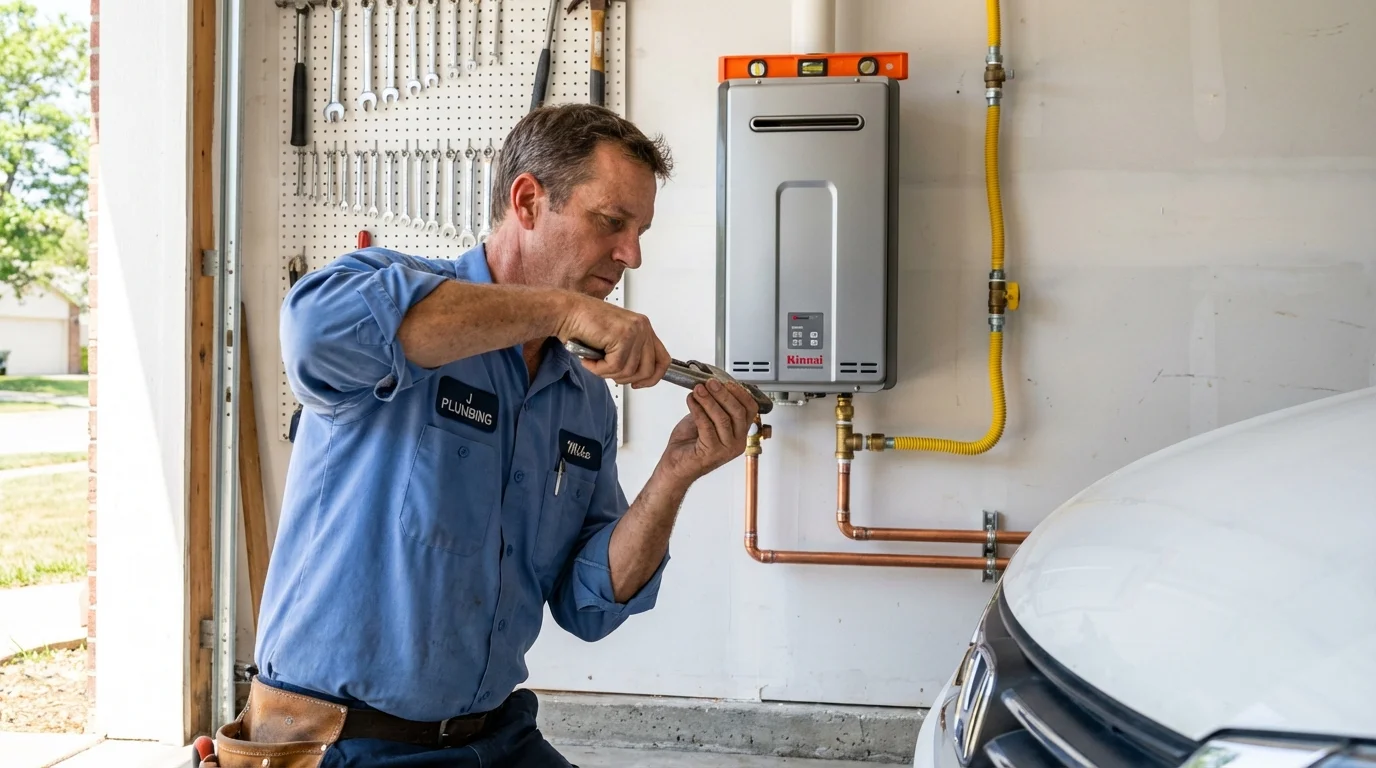 Tankless water heater installation by a Johns Plumbing LLC plumber in Snyder